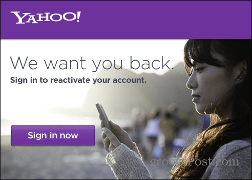 Če želite ohraniti, znova aktivirajte svoj Yahoo račun e-pošte