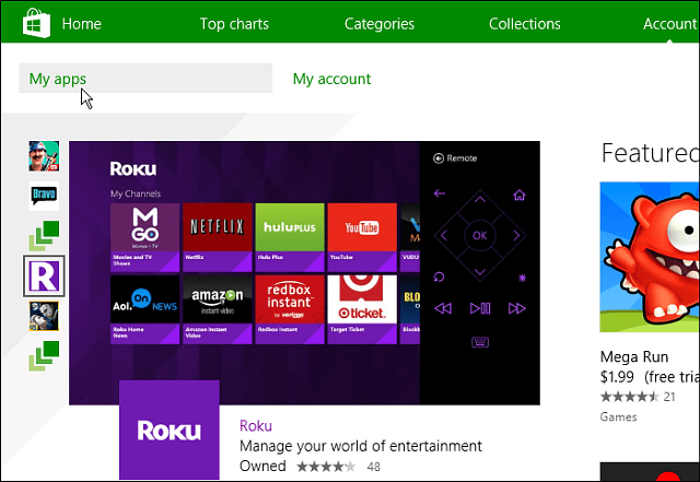 Moje aplikacije Windows 8 Account