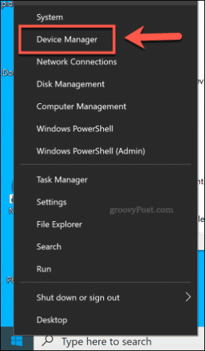 Dostop do upravitelja naprav iz menija Start v sistemu Windows 10