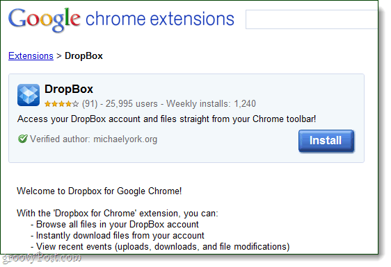 Razširitev DropBox za Google Chrome prinaša dostop do datotek Fly
