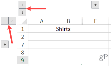 Gumbi za združevanje stolpcev in vrstic v Excelu v sistemu Windows