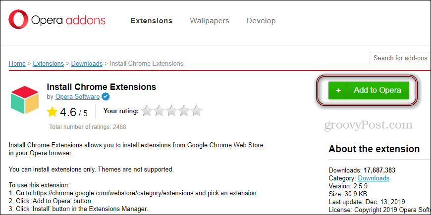 Opera Install Chrome Extension install
