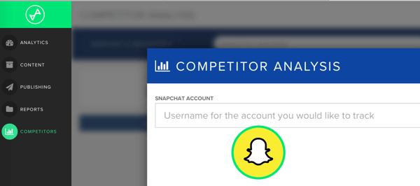 Dodajte uporabniško ime Snapchat tekmovalca, ki mu želite slediti v Snaplytics.