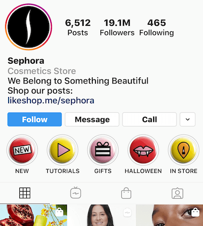 Instagram poudarja albume na profilu HubSpot