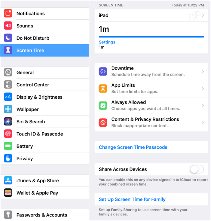 Nastavitve zaslonskega časa iOS 12