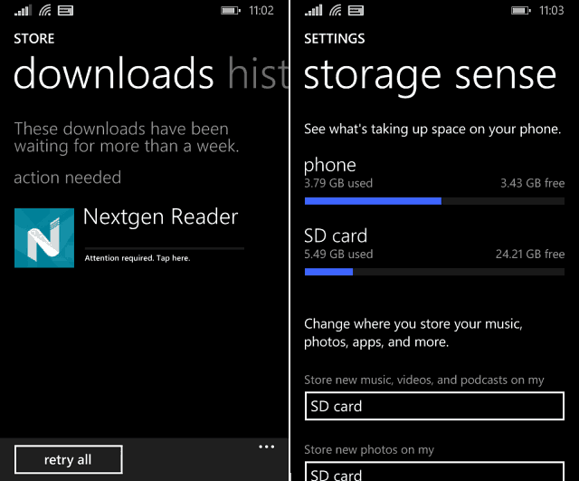 Premikanje aplikacij s kartice SD na telefon v telefonu Windows 8.1