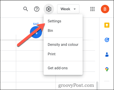 Odprite Nastavitve v Google Koledarju