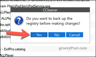 Varnostno kopiranje registra Windows z uporabo CCleaner