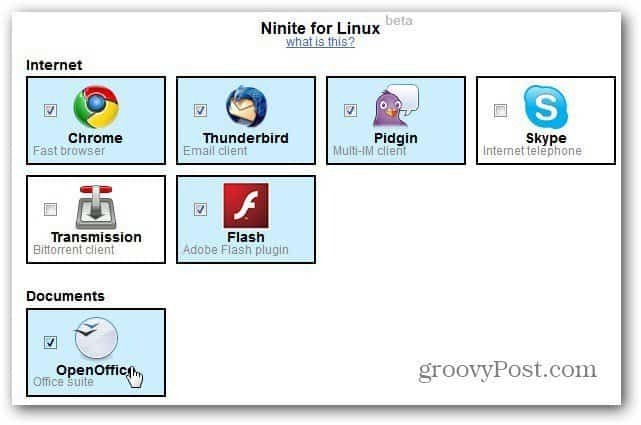 Ninite za spletno mesto Linux