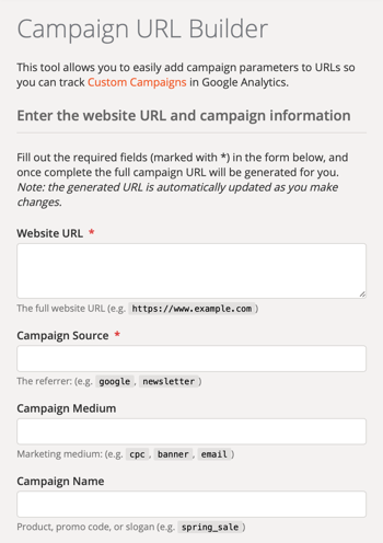 Nastavitev Google Campaign URL Builder