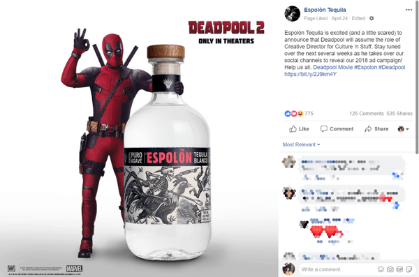 Že ob zgodnji pripovedi o prevzemu Deadpoola so ljudje govorili o blagovni znamki Espolòn in si jo delili.