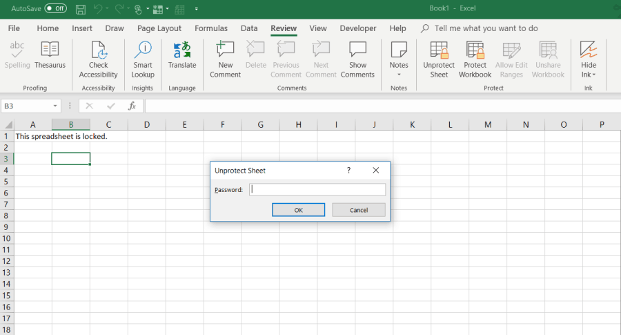 nezaščiten Excelov list