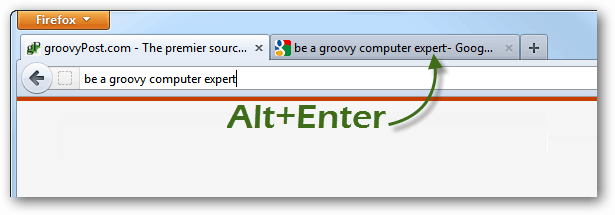 alt + enter, da odprete nove zavihke v iskanju Firefoxa