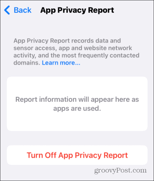 poročilo o zasebnosti aplikacije se izvaja