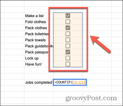 google sheets izberite obseg