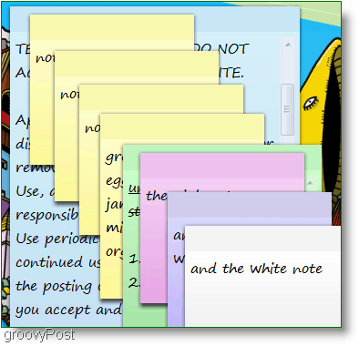 Lepljive opombe za Windows 7: posnetek zaslona