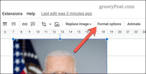 Gumb za možnosti oblike slike Google Diapozitivov