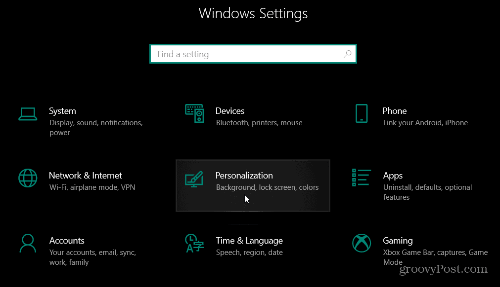Nastavitve personalizacije Windows 10