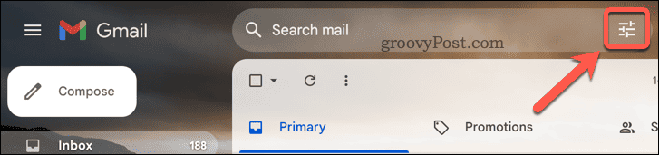 Gumb za napredno iskanje v Gmailu