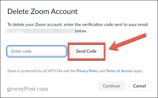 zoom pošlji kodo