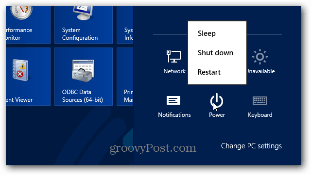 Gumb za vklop Windows 8