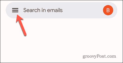 Dotaknite se ikone menija Gmail v mobilnem telefonu Gmail