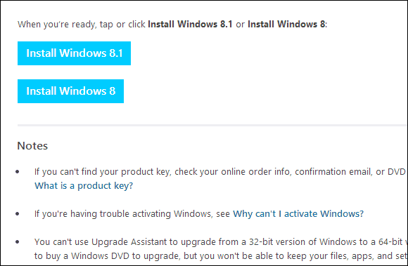 Stran za prenos sistema Windows 8.1