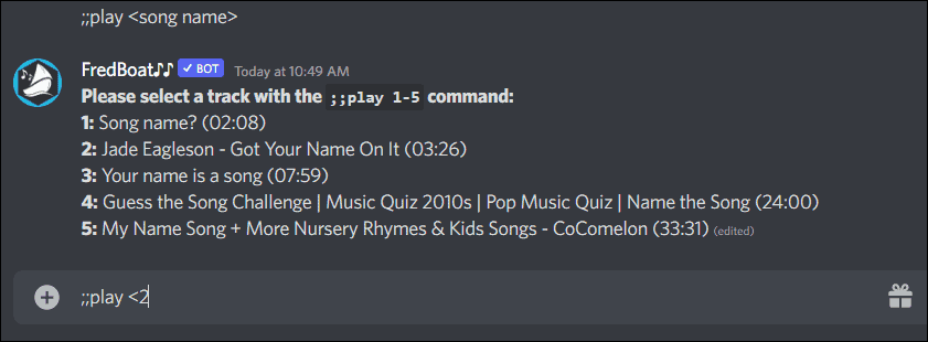 izberite skladbo fredboat music bot discord
