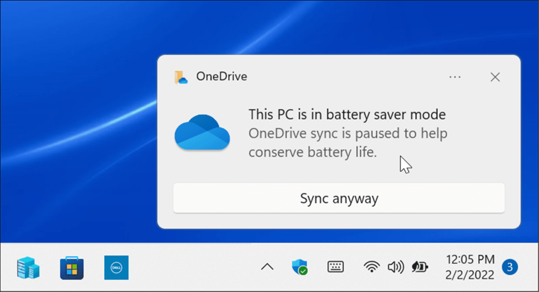 Način varčevanja z baterijo OneDrive Sync zaustavljen