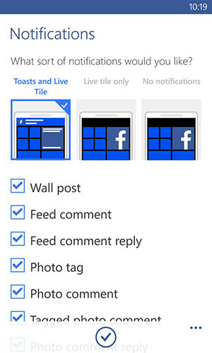 aplikacija facebook za možnosti obvestil v sistemu Windows