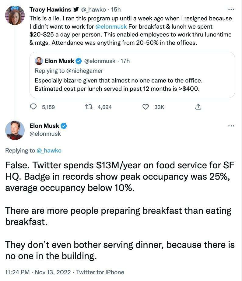 Elon Musk in Tracy Hawkins sta se sprla na Twitterju