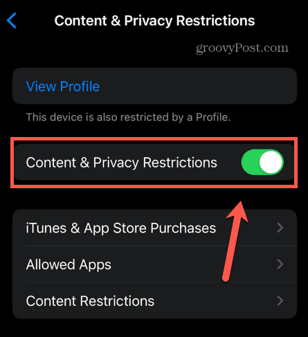 vsebino iphone in omejitve zasebnosti
