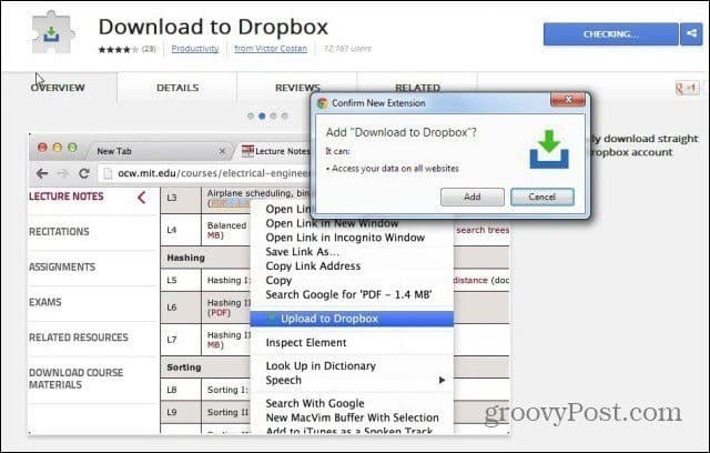 Prenesite spletne datoteke neposredno v Dropbox iz spleta