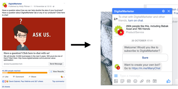 Ta oglaševalska akcija Facebook Messenger je povzročila 300+ prodajnih pogovorov za samo 800 USD.