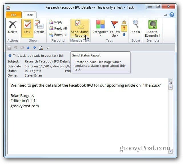 Kako dodeliti naloge v programu Outlook 2010