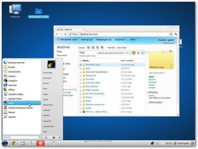 Spletni vmesnik Linux SkyDrive