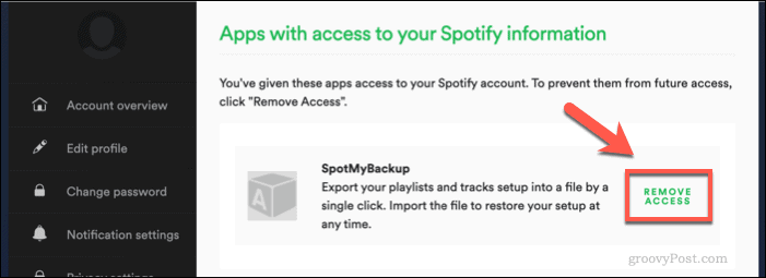 Preklic dostopa do SpotMyBackup do Spotify
