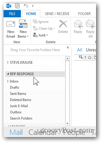 Dodaj nabiralnik Outlook 2013 - nov seznam dodatnih nabiralnikov