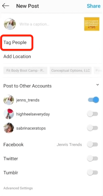 instagram nova možnost objave za označevanje ljudi
