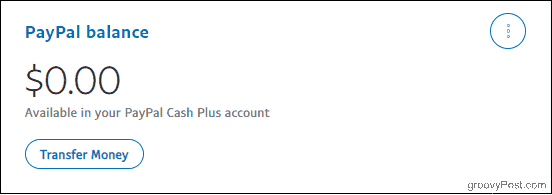 Stanje računa PayPal z računom Cash Plus