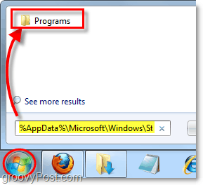 dostop do mape začetnega menija iz menija Start v Windows 7