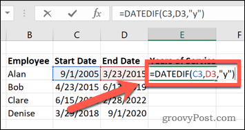 excel popolna funkcija datedif