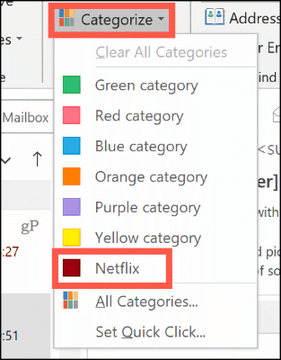 Ročno nastavite kategorijo barv v Outlooku