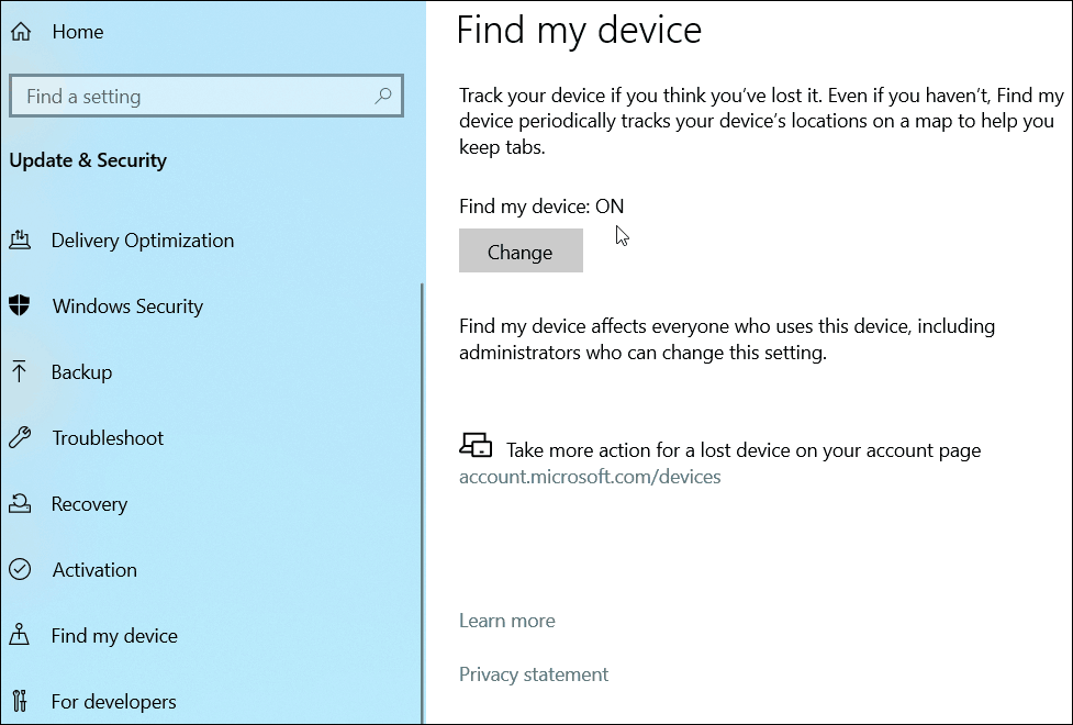 Najdi mojo napravo Windows 10