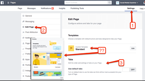 Tukaj je opisano, kako spremenite postavitev svoje Facebook strani s pomočjo Business Managerja.