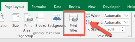 Možnost Excel Print Tiles