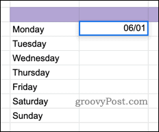 Vstavljanje datuma v Google Preglednice