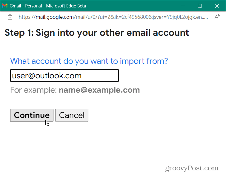 Uvoz Outlookove e-pošte v Gmail