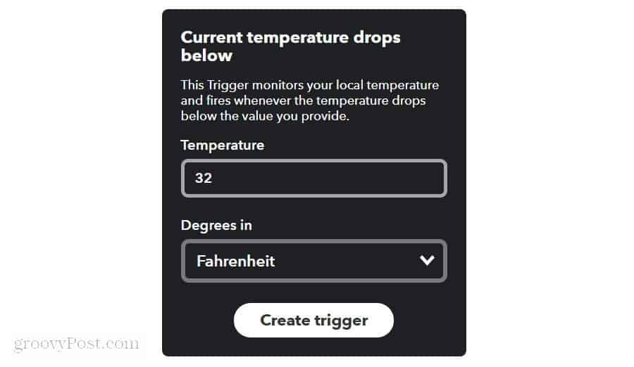nastavitev mejne temperature temperature v iftttu