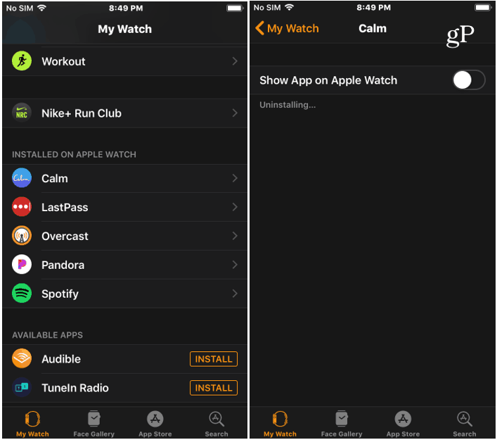 Odstranite aplikacijo Watch iz iPhone